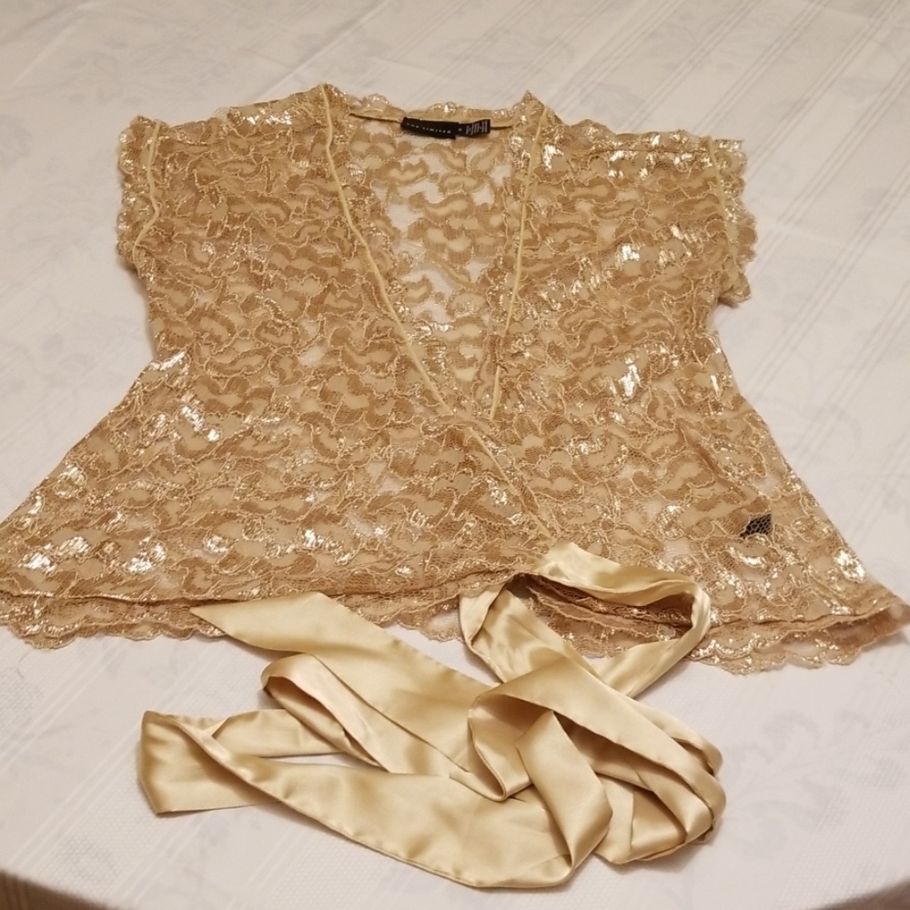 The Limited festival gold metallic lace wrap sheer - Picture 7 of 8